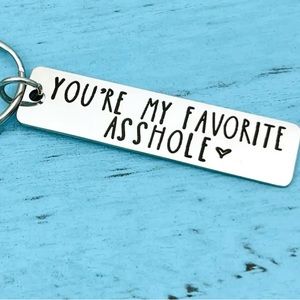 *NEW* Stainless Steel Oblong Funny Quote Keychain With Ring Buckle